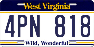 WV license plate 4PN818