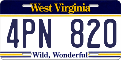 WV license plate 4PN820