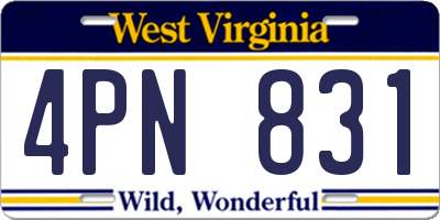 WV license plate 4PN831