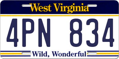 WV license plate 4PN834