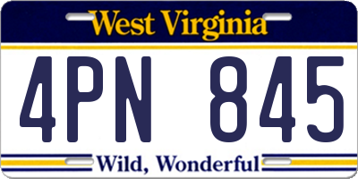 WV license plate 4PN845