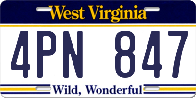 WV license plate 4PN847