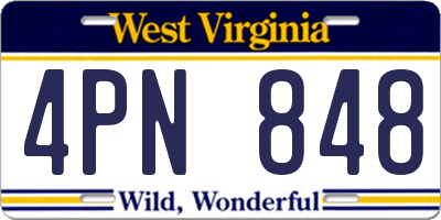 WV license plate 4PN848