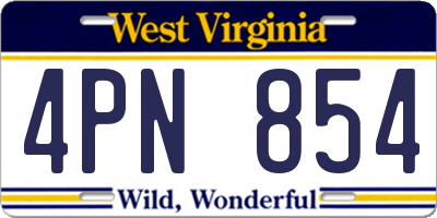 WV license plate 4PN854