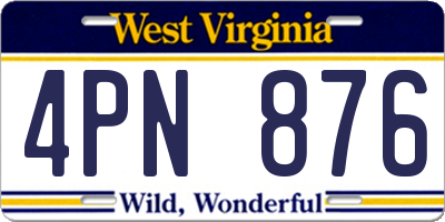 WV license plate 4PN876
