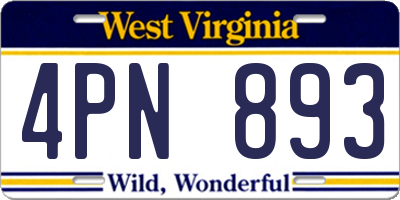 WV license plate 4PN893