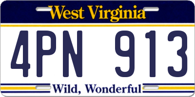 WV license plate 4PN913