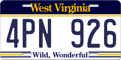 WV license plate 4PN926