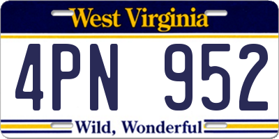WV license plate 4PN952