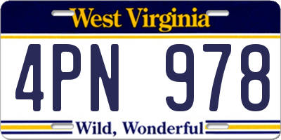 WV license plate 4PN978