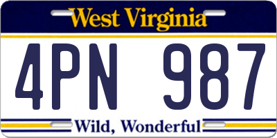 WV license plate 4PN987