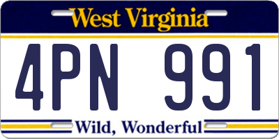 WV license plate 4PN991
