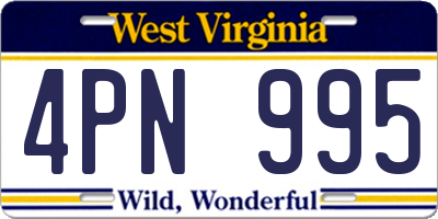 WV license plate 4PN995