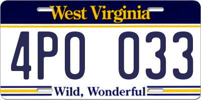 WV license plate 4PO033