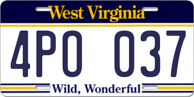 WV license plate 4PO037