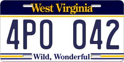 WV license plate 4PO042