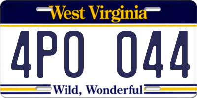 WV license plate 4PO044