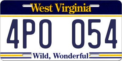 WV license plate 4PO054