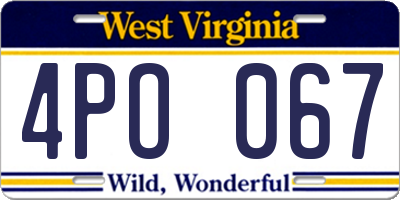WV license plate 4PO067
