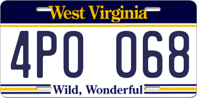 WV license plate 4PO068