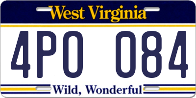 WV license plate 4PO084