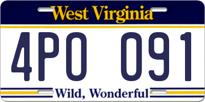 WV license plate 4PO091