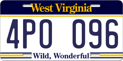 WV license plate 4PO096