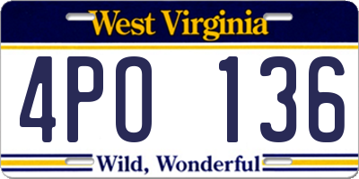 WV license plate 4PO136