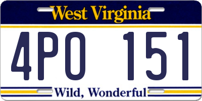 WV license plate 4PO151