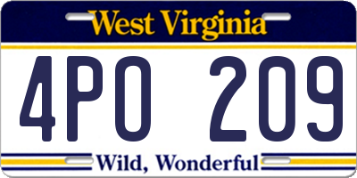 WV license plate 4PO209