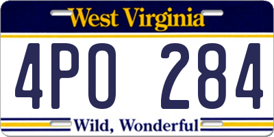 WV license plate 4PO284