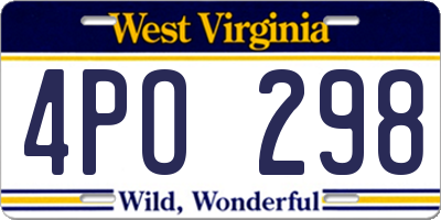 WV license plate 4PO298