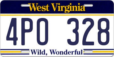 WV license plate 4PO328