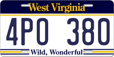 WV license plate 4PO380