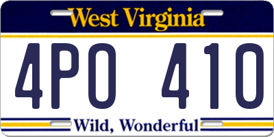 WV license plate 4PO410