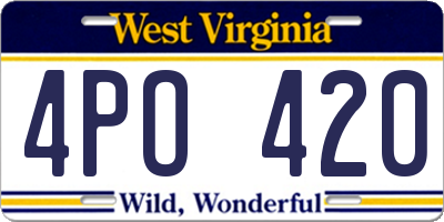 WV license plate 4PO420