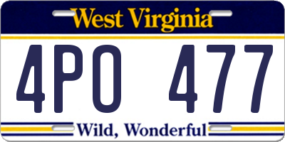 WV license plate 4PO477