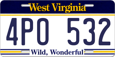 WV license plate 4PO532