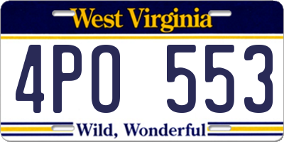 WV license plate 4PO553
