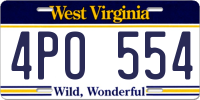 WV license plate 4PO554