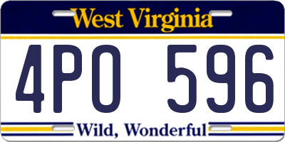 WV license plate 4PO596
