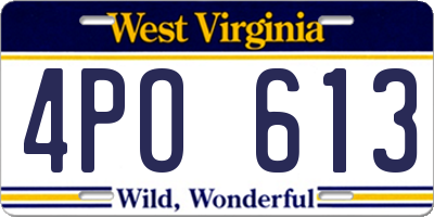 WV license plate 4PO613