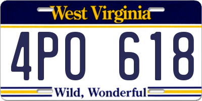 WV license plate 4PO618