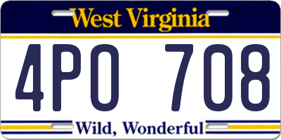 WV license plate 4PO708