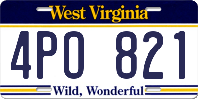 WV license plate 4PO821