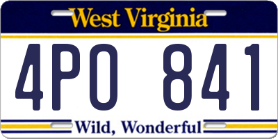 WV license plate 4PO841