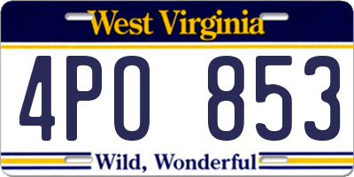 WV license plate 4PO853