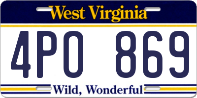 WV license plate 4PO869