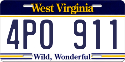 WV license plate 4PO911