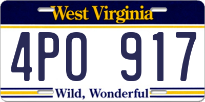 WV license plate 4PO917